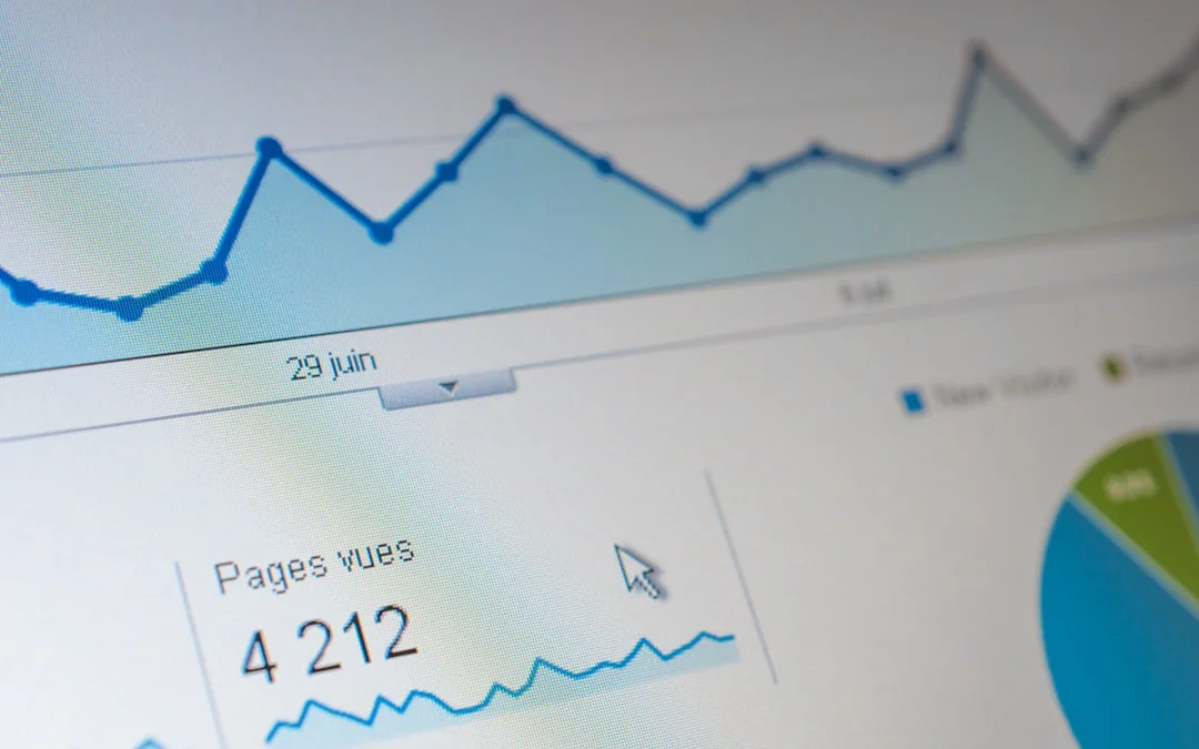 Gráfico de analítica con la evolución de las visitas de una página web